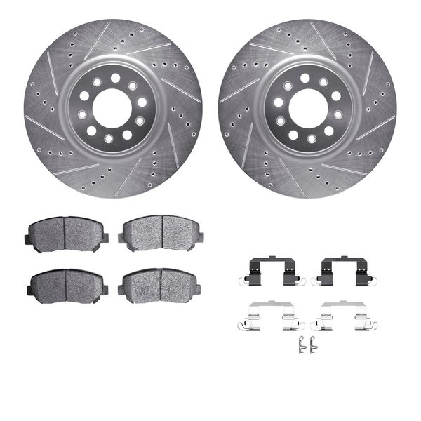 Dynamic Friction Co 7312-42041, Rotors-Drilled, Slotted-SLV w/3000 Series Ceramic Brake Pads incl. Hardware, Zinc Coat 7312-42041